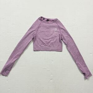 Gymshark Seamless Long Sleeve Crop Top Lilac Purple, Size XS